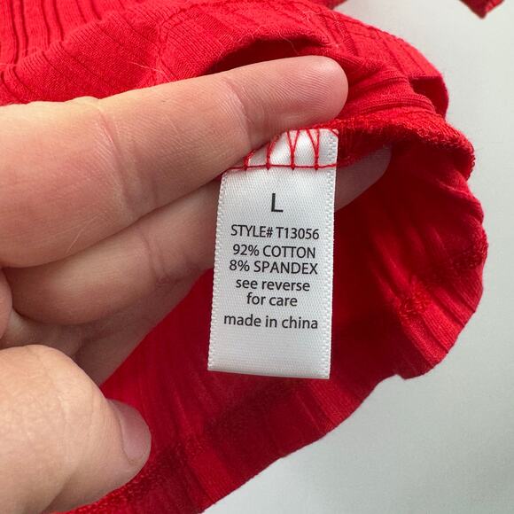 NWOT Active USA red ribbed stretchy V-neck baby top - Picture 3 of 5